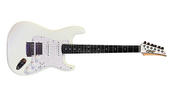 GUITARRA SEIZI FUN KATANA MUSASHI STRATO HSS SNOW WHITE SPARKLE C/ CAPA