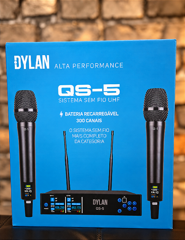 MICROFONE DYLAN QS-5 SEM FIO DUPLO