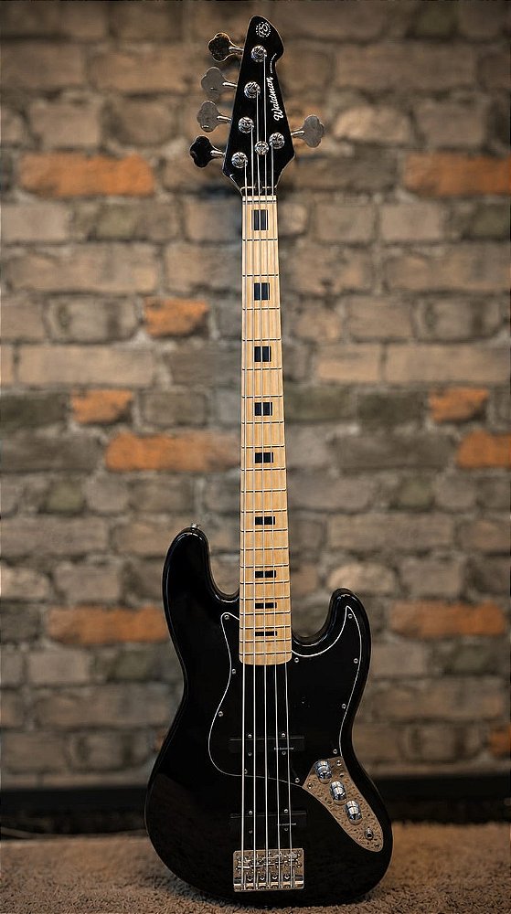 BAIXO WALDMAN GJJF215X SPBK 5 CORDAS PRETO JAZZ BASS C/ CAPA