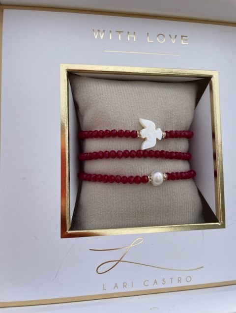 kit Pulseiras Divino Espirito Santo Vermelho Rubi