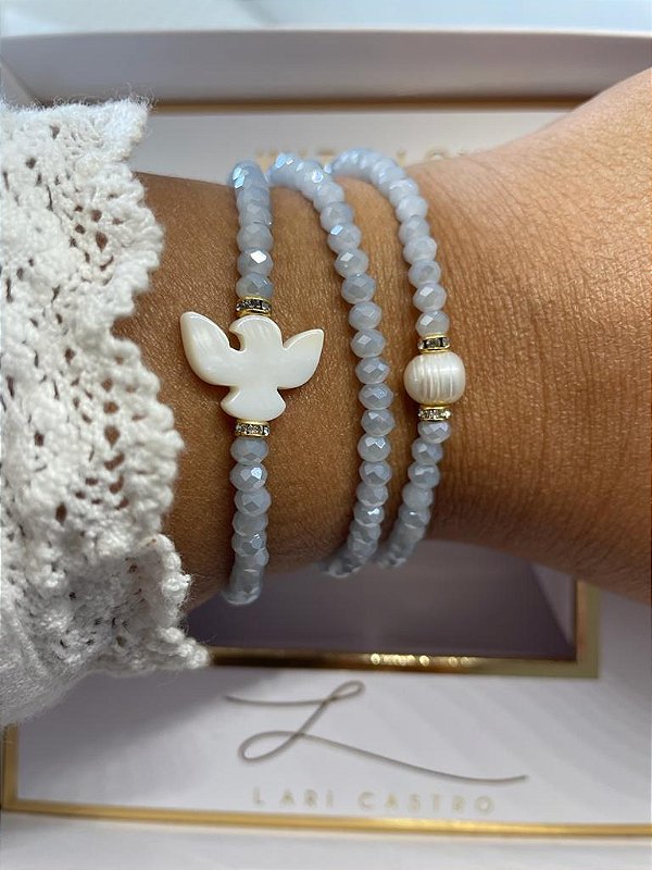 Kit Pulseiras Divino Espirito Azul céu