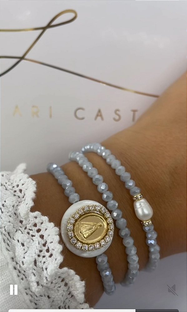 kit Pulseiras Nossa Senhora Aparecida Azul céu