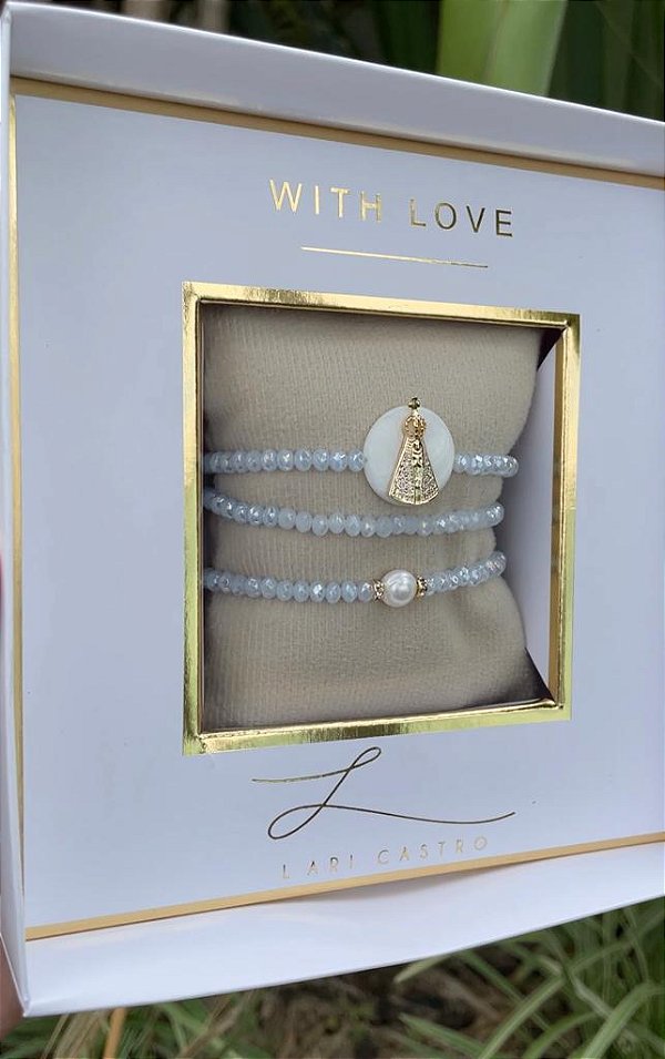 Kit Pulseiras Nossa Senhora Aparecida Cor Azul Céu