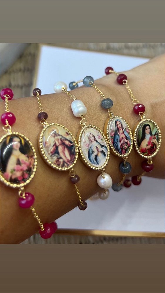 Pulseira Escapulário Medalha Santa