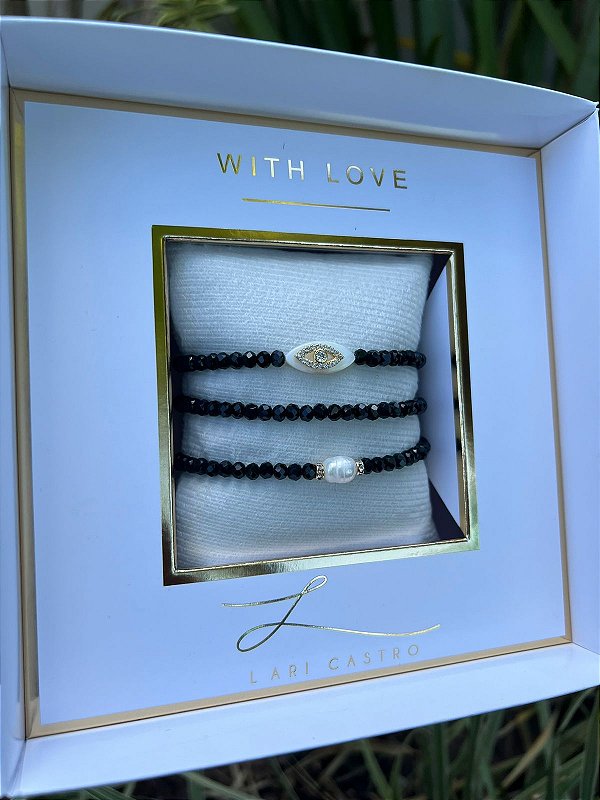 Kit Pulseiras Olho Grego Preto