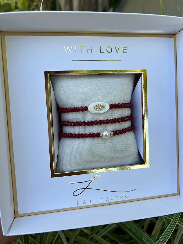 Kit Pulseiras Olho Grego Vermelho Rubi