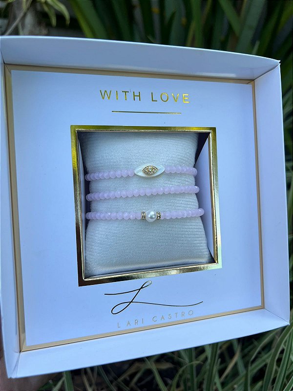 Kit Pulseiras Olho Grego Rosa