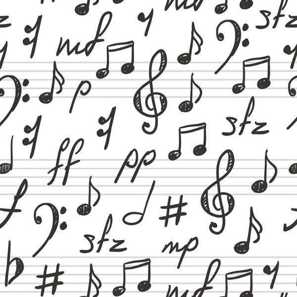 Papel Adesivo Casual Notas Musicais