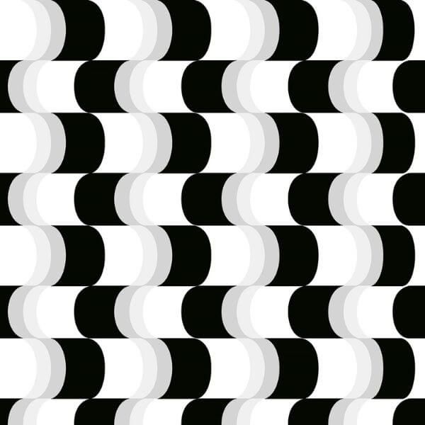 Papel Adesivo Geométrico Curvas Preto e Branco