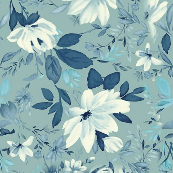 Papel Adesivo Floral Azul e Branco