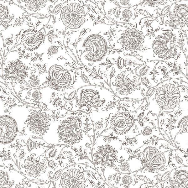 Papel Adesivo Floral Branco E Cinza 06