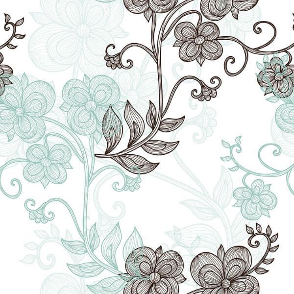 Papel Adesivo Floral Fundo Verde com Flores Cinzas