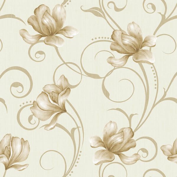 Papel Adesivo Floral Bege 09