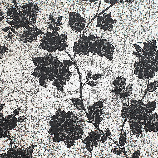Papel de Parede Importado Floral Preto e Branco com 10 Metros