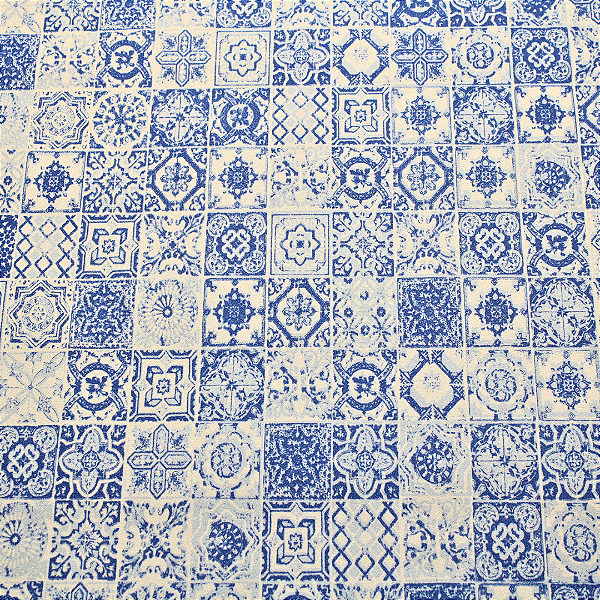 Papel de Parede Azulejo Português Tom de Azul Rolo com 10 Metros