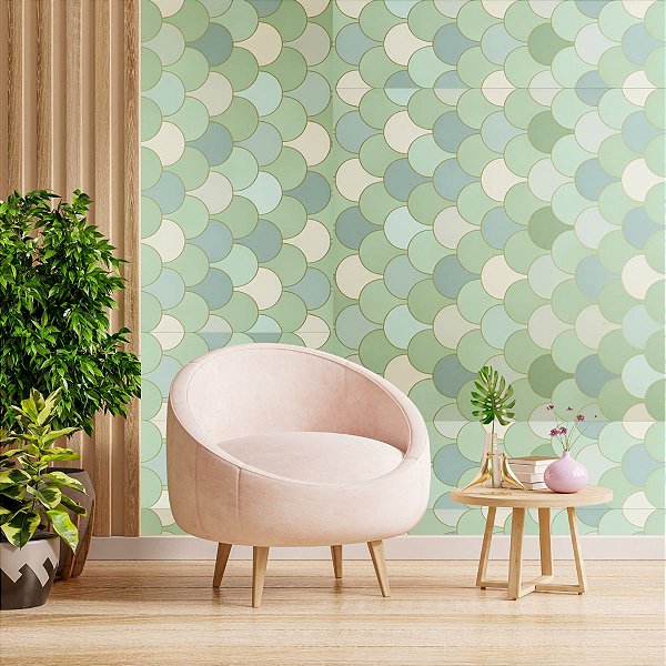 Papel de parede Adesivo Escama Tons de Sálvia Item Importado Vinílico Impermeável 5MX45CM