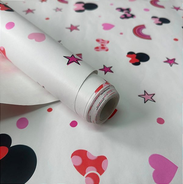 Papel de Parede Minnie Poa Rosa Importado, Vinilico , Lavavel 10 Metros