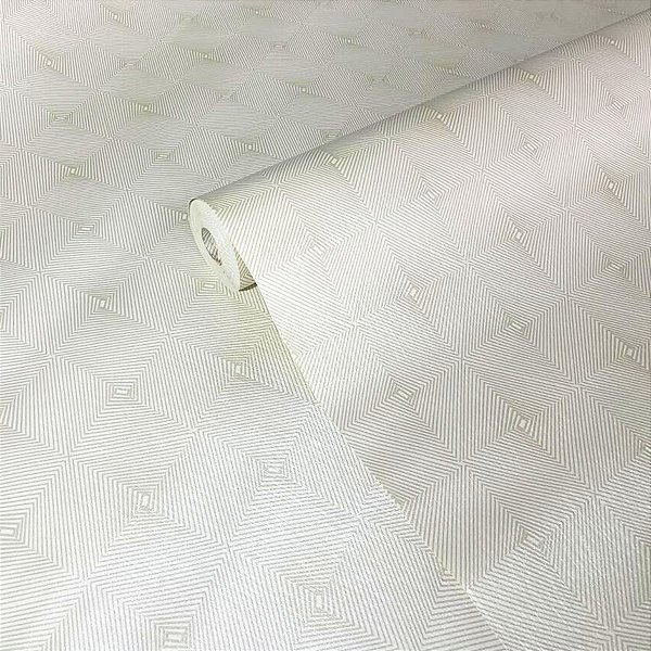 Papel de Parede Geométrico tons Creme Importado Luxo 15 Metros Lavável para Residencial e Comercial