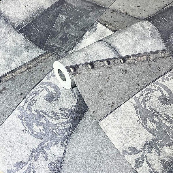 Papel de Parede Geométrico tons de Cinza 15 Metros Lavável para Residencial e Comercial