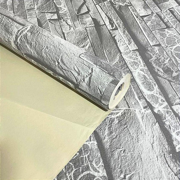 Papel de Parede efeito Pedras Tons Claros Importado Luxo 15 Metros Lavável para Residencial e Comercial