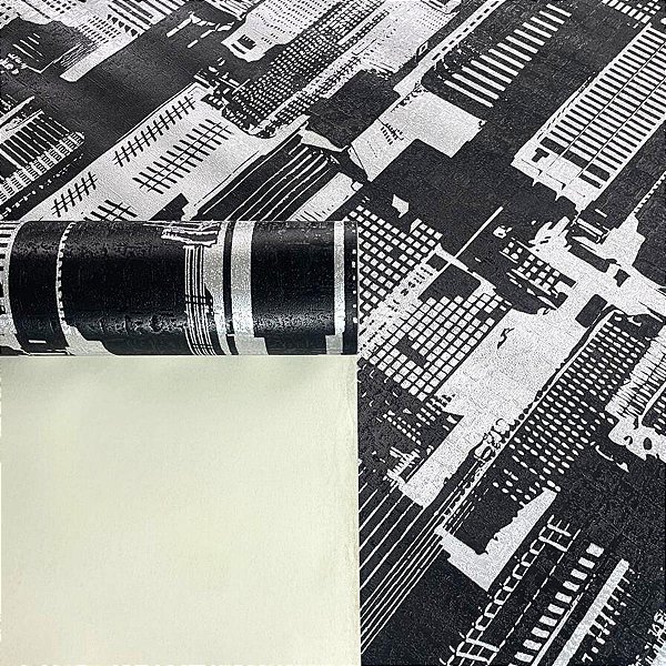 Papel de Parede City tons Escuros Importado Luxo 15 Metros Lavável Linha Coreana