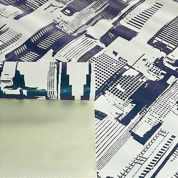 Papel de Parede City Azul Holográfico Luxo 15 Metros Lavável Linha Coreana