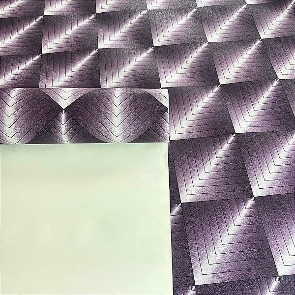 Papel de Parede Geométrico Roxo Importado Luxo 15 Metros Lavável para Residencial e Comercial