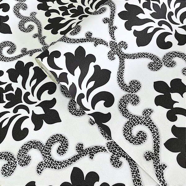 Papel de parede Arabesco fundo Cinza Importado Luxo 15 Metros