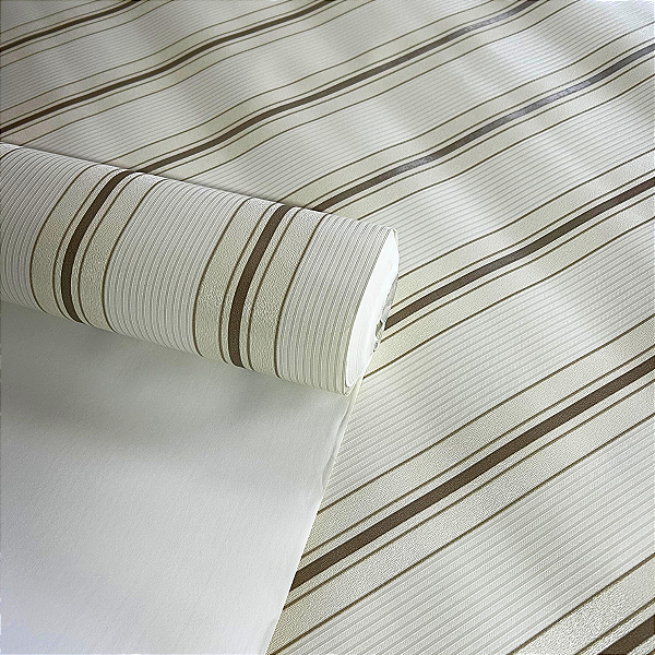 Papel de Parede Listra Marrom Importado Luxo 15 Metros Lavável para Residencial e Comercial