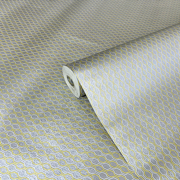 Papel de Parede Geométrico fundo Aço Escovado Importado Luxo 15 Metros Lavável para Residencial e Comercial