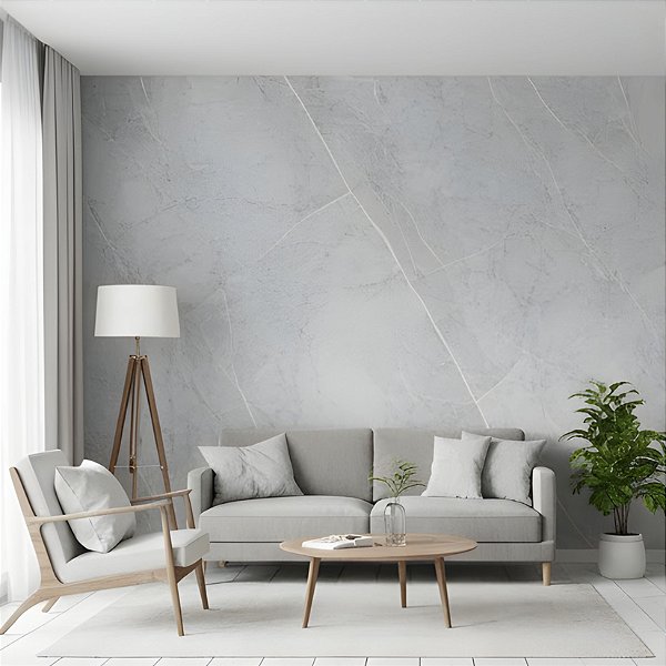 Papel De Parede Adesivo Mármore Cinza Brilhante Importado Vinílico Impermeável 2MX60CM