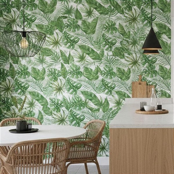 Papel de Parede Adesivo Folhagem Tropical Alta Definição Importado Vinílico Impermeável 5MX45CM