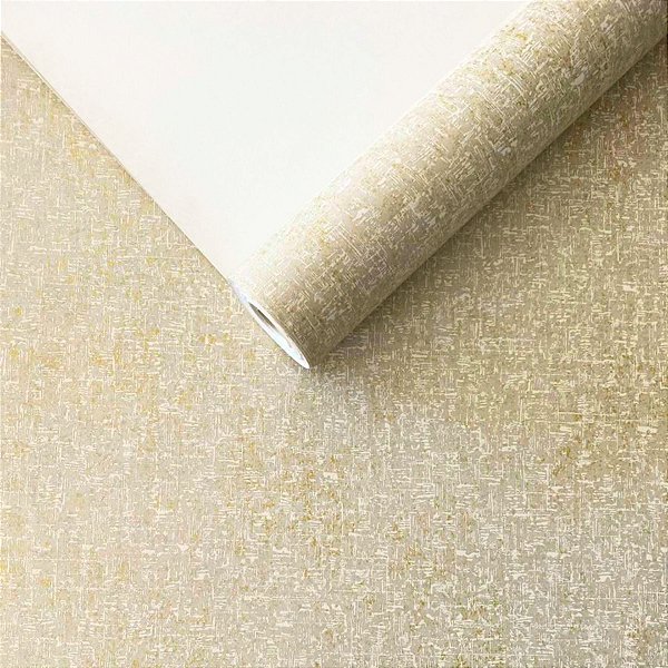 Papel de Parede Ráfia Bege Com detalhes em Dourado Importado 10M