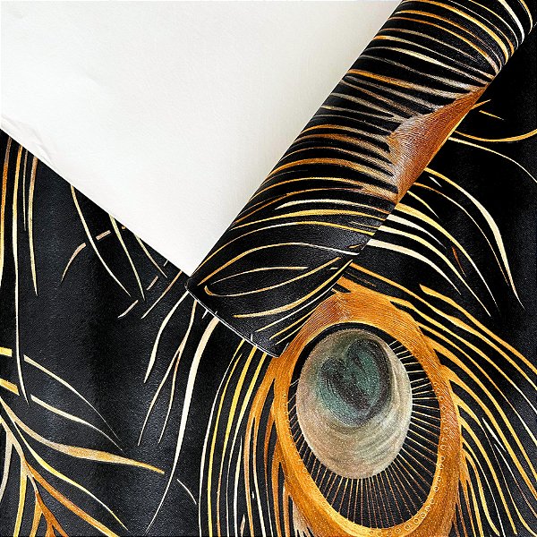 Papel De Parede Pena De Pavão Sofisticado e Importado 10M