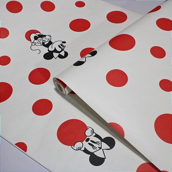 Papel de Parede Minnie Poa Vermelho Importado, Vinilico , Lavavel 10 Metros