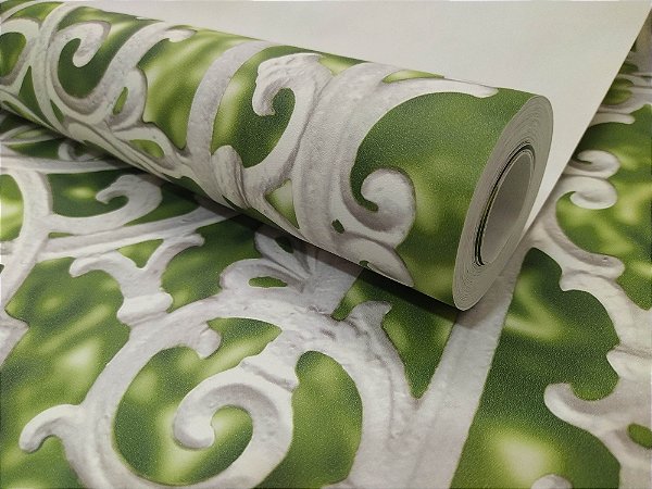 Papel de Parede 3D Portão Verde e branco 10 Metros