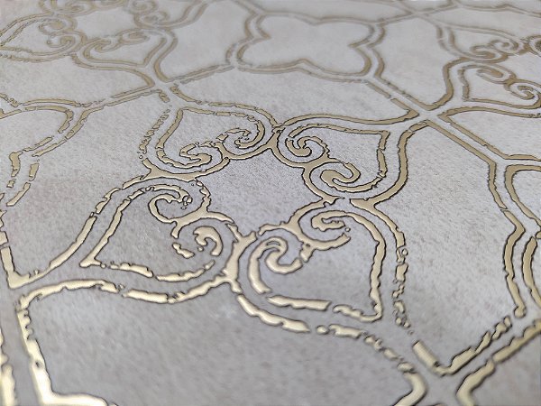 Papel de Parede Geométrico Cinza e Dourado 10 Metros