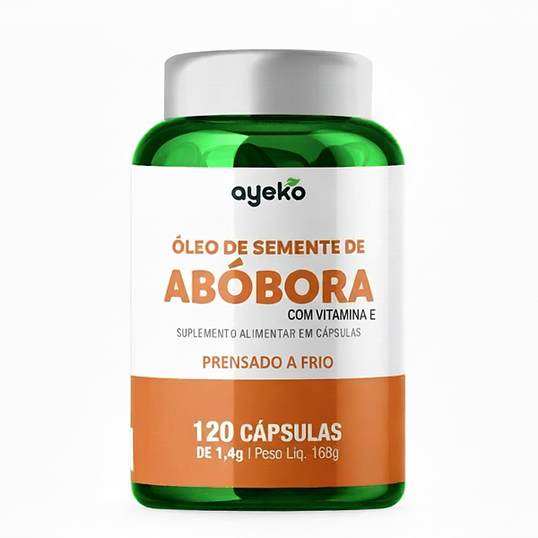 Óleo de Semente de Abóbora com Vitamina E 120caps Prensado a Frio - Ayeko