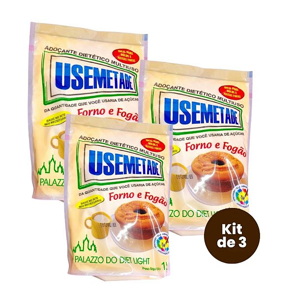 KIT 3 - Adoçante Dietético Usemetade - Familia Doçurinha 1kg - Palazzo do diet light