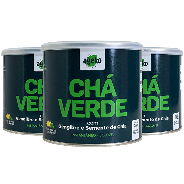 KIT 3 - Chá Verde c/ Gengibre e Semente de Chia 200g - AYEKO