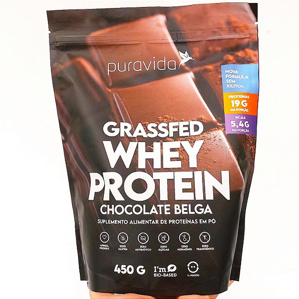 Grassfed Whey Protein 450g Sabor Chocolate Belga - PURAVIDA