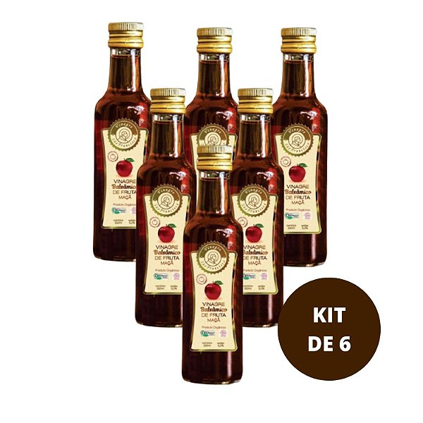 KIT 6 - Vinagre Orgânico Balsâmico de Maça 250ml - São Francisco