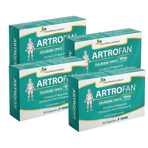 KIT 4 ARTROFAN COLÁGENO TIPO 2 60 CAPS 500MG