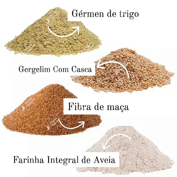 Farinha Da Felicidade 400g - Tiago Rocha (Germén de Trigo + Fibra da maça + Farinha de Aveia + Gergelim)