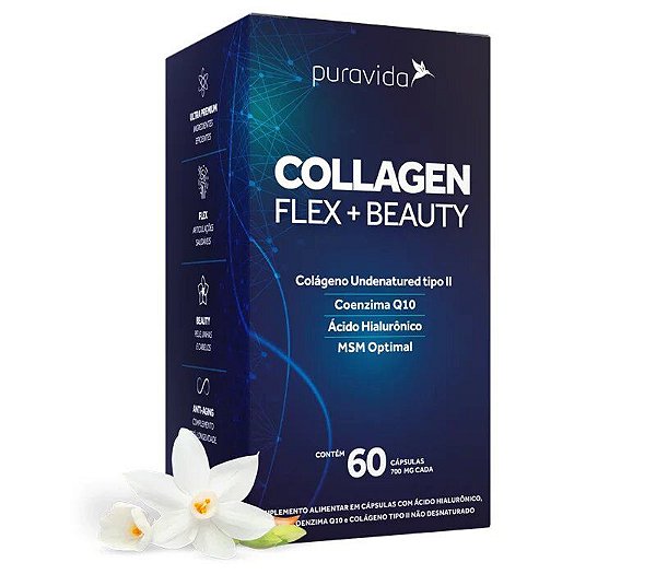 Collagen Flex Beauty  Colágeno Tipo2 + Msm + Coq10 - Pura Vida