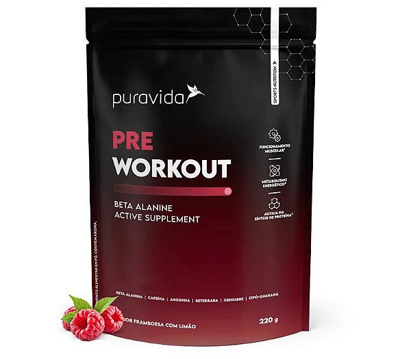 Pre Workout Pré Treino Beta Alanina 220g - Pura Vida