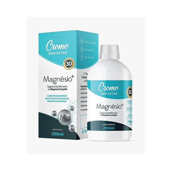 Magnésio + (Cloreto, Bisglicinato, Malato) 250ml - Cromo
