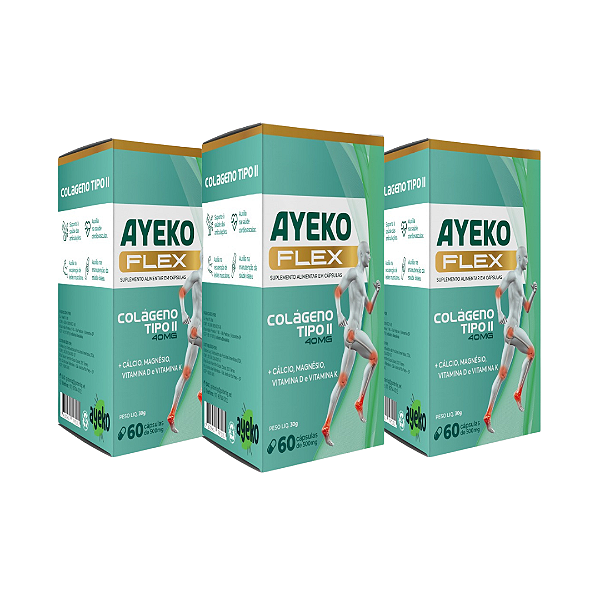 KIT 3 AyekoFlex (Colágeno Tipo 2 + Associações) 60caps