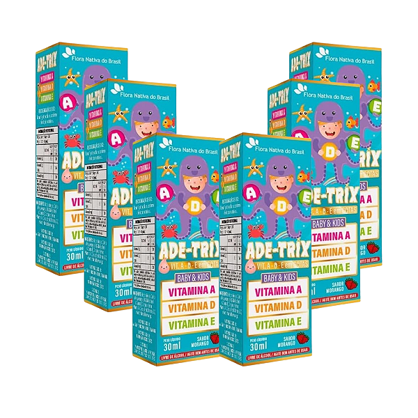Kit 6 Ade-trix Kids (vit. A D E) 30ml Sabor Morango