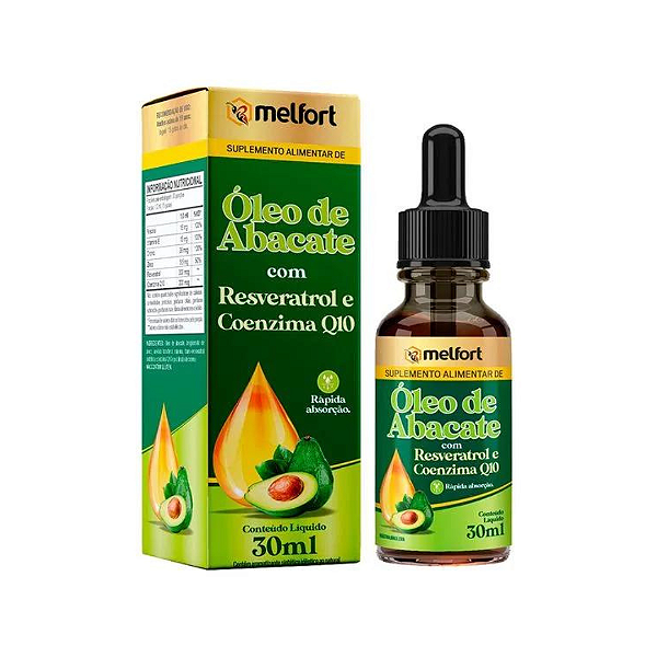 Óleo de Abacate C/ Resveratrol e Q10 30ML - Melfort
